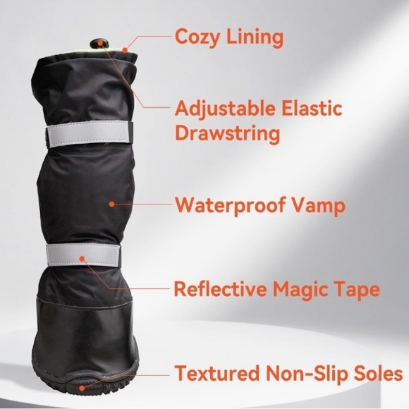 🆕Dog Winter Boots — Black and Gray Protective Paw Boots - Picture 4 of 16